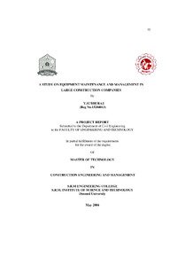 EQUIPMENT MAINTENANCE MANAGEMENT BY V.SUBBURAJ.